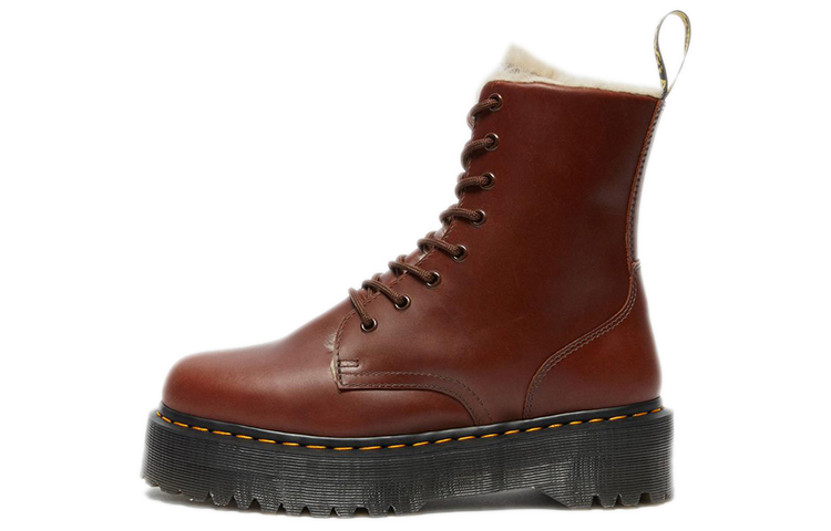 Dr.Martens Martin Leather Faux Fur Lined Casual Short Martin Boots 4.5cm Unisex Brown