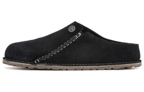 Birkenstock Suede Fashion Trend Closed Toe Slippers Unisex Black Regular