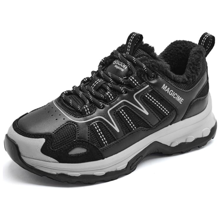 AGSDON Pigskin Fleece Lined Athleisure Versatile Platform Outdoor Chunky Sneakers Thermal Height Increasing