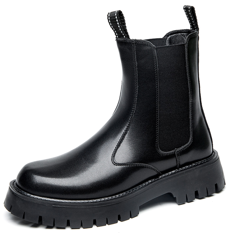 PLO CART Cow Split Leather Crew Chelsea Boots Men's Black