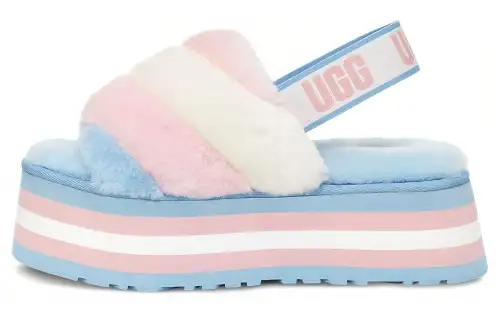UGG DISCO Stripe Slide Stylish Sandal Women's Blue Pink