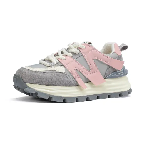 D FUSE SCANDINAVIA Chunky Sneakers Women's Low Top Gray/Pink