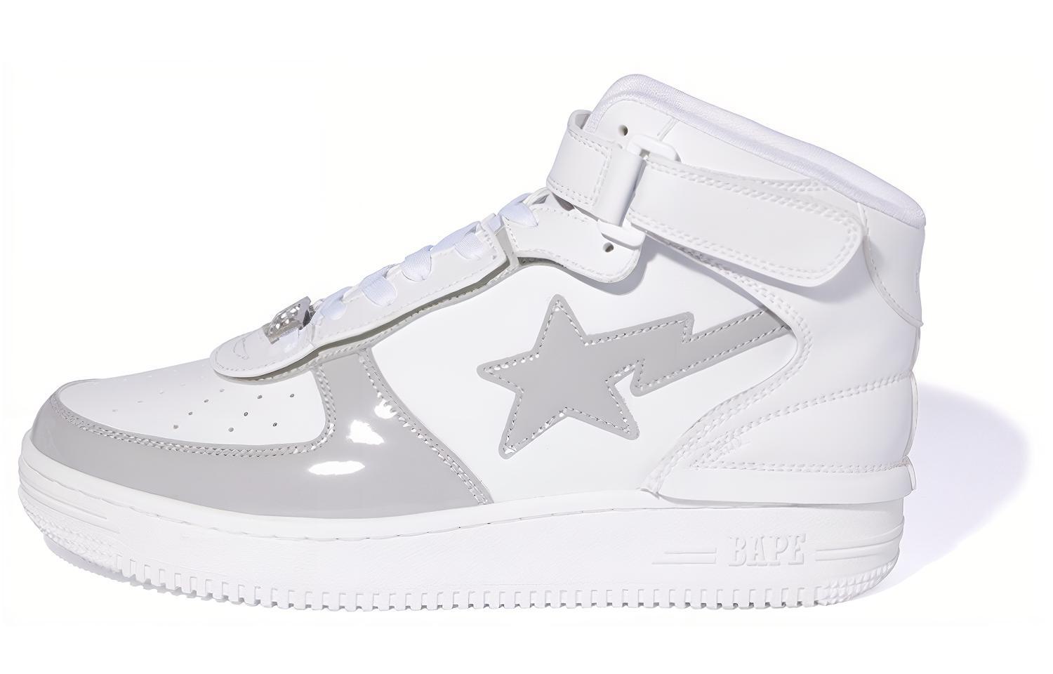 Мужские кеды A BATHING APE Bape Mid (бело-серые)