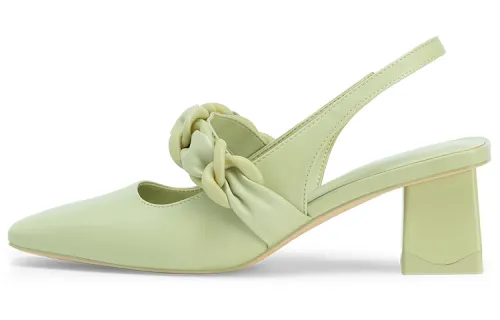 CHARLES&KEITH Chunky Heel High Heels 6cm Women's Gray Green