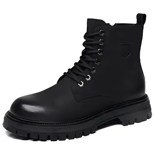 JANE HARLOW Leather Knee High Combat Boots Men's Black