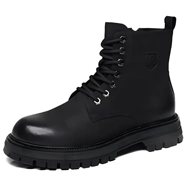 JANE HARLOW Leather Knee High Combat Boots Men's Black
