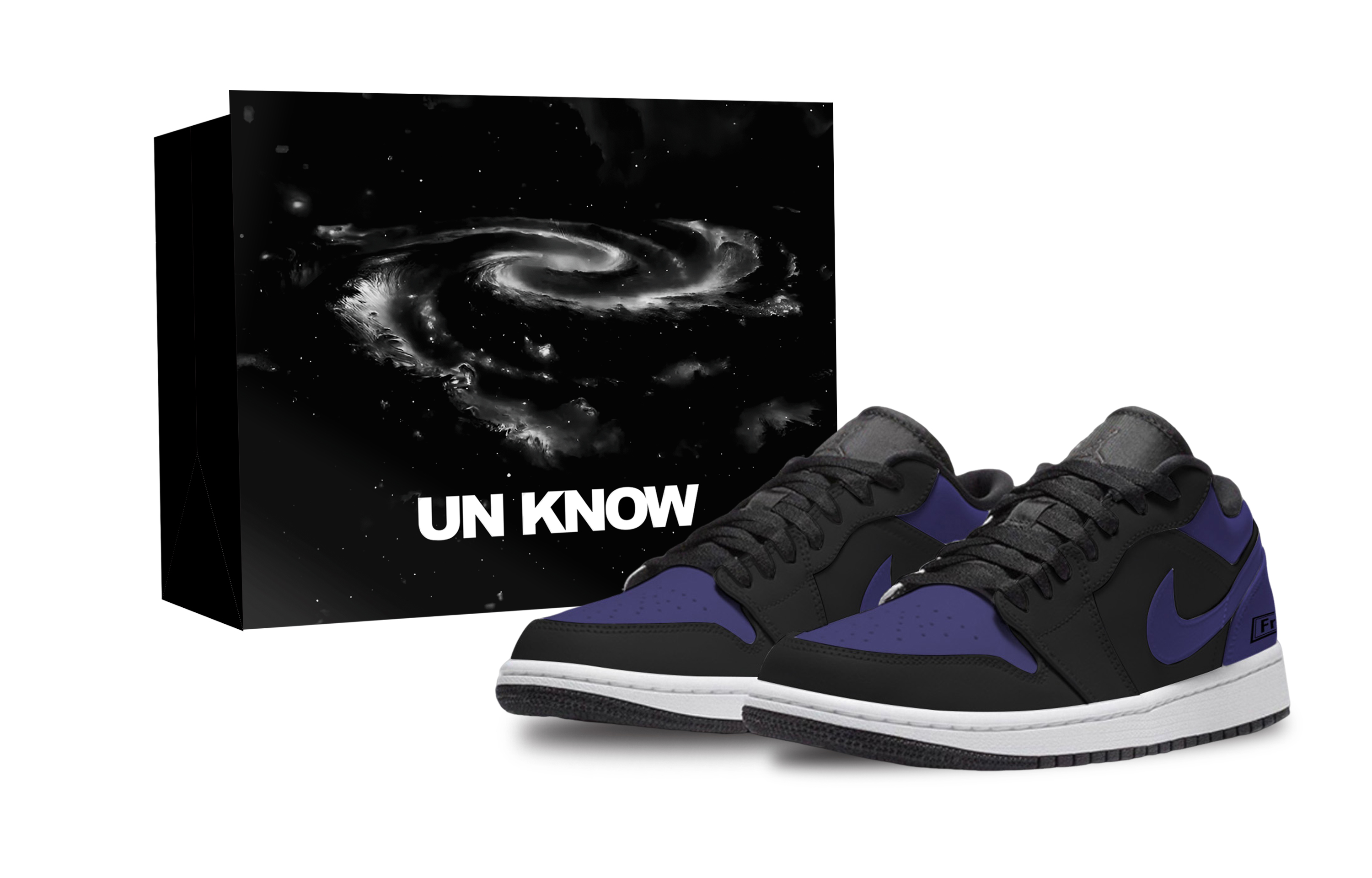 Jordan Air Jordan 1 Shopping Bag Abrasion Resistant Low top Vintage Basketball Shoes Unisex Black Purple