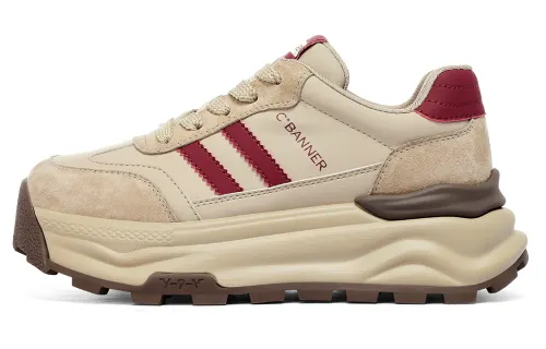 C°BANNER Leather Low top Chunky Sneakers Women's Red Brown