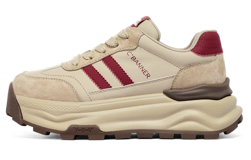 C°BANNER Leather Low top Chunky Sneakers Women's Red Brown