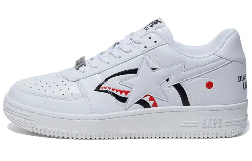 A BATHING APE x Mastermind JAPAN BAPE STA Leather Niche Low top Stylish Skateboarding Shoes Men's White