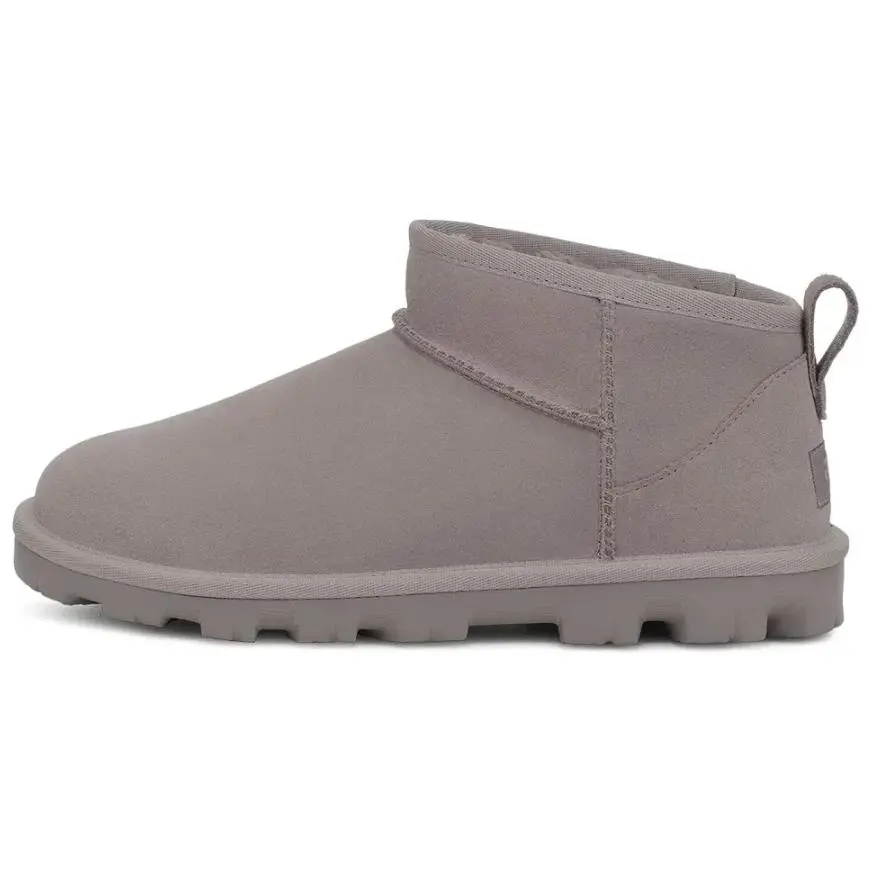 UGG Essential Cow Split Leather Fleece Lined, Comfortable Versatile Short Snow Boots Unisex Volcanic Rock Color