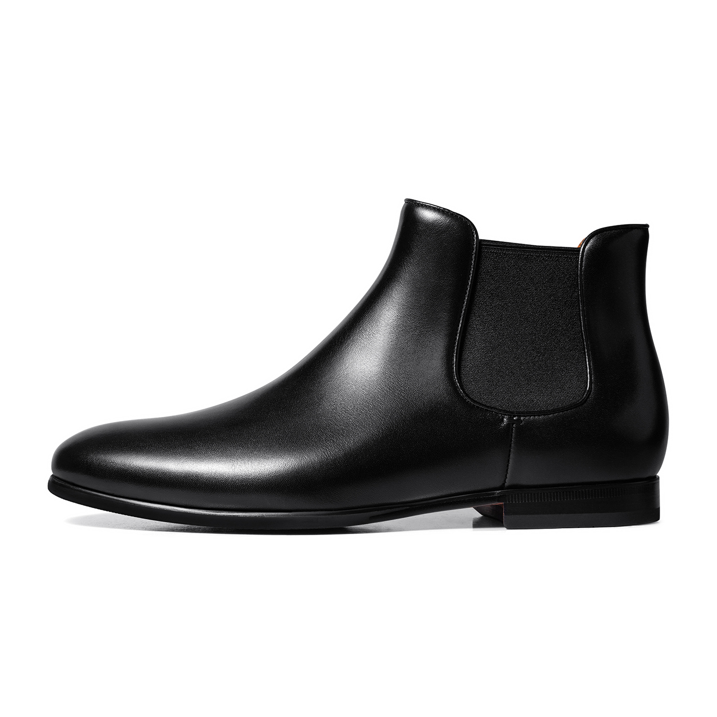 THOM WILLS Top Grain Cow Leather Short Chelsea Boots Men's Black