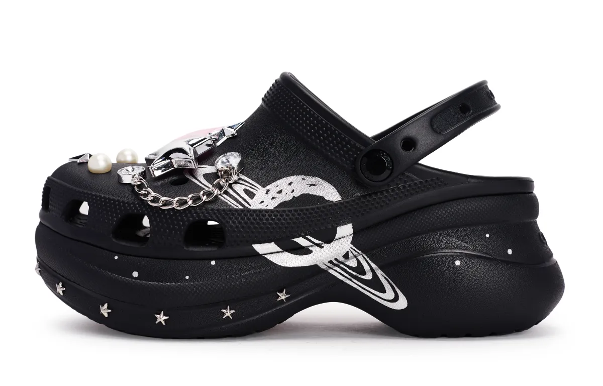 Crocs Bae Clog REGO Hot Dogs, Lost Saturn Clogs Women's Black Silver
