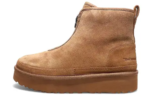 UGG Boots Harkley Zip Sheepskin Thermal Slip Resistant Short Snow Boots Men's Brown