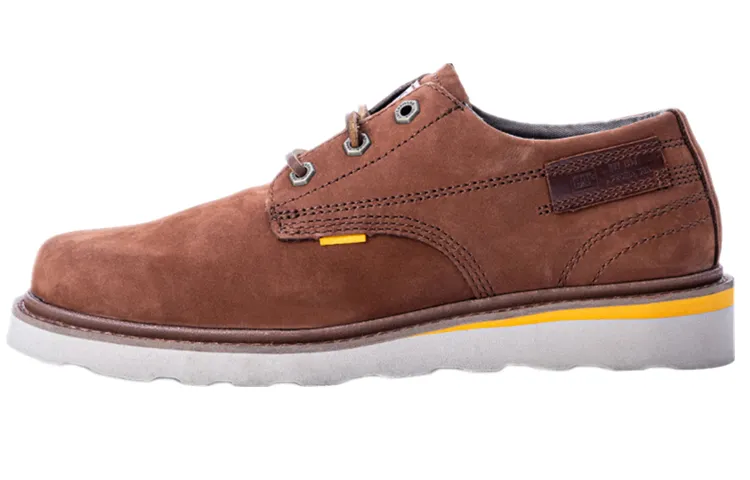 CAT Casual Leather Shoes Men's Low Top Red Brown
