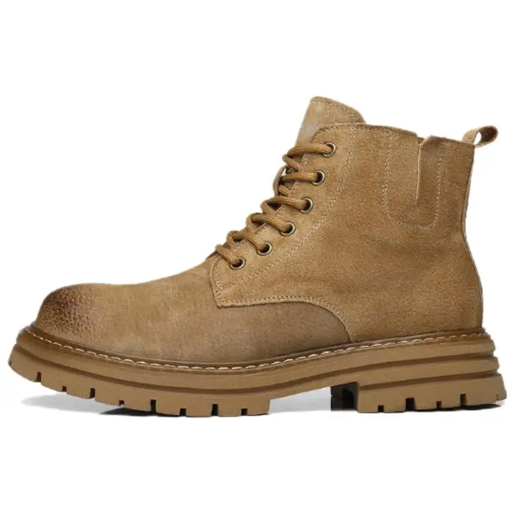JANE HARLOW Leather Crew Combat Boots Men's Yellow