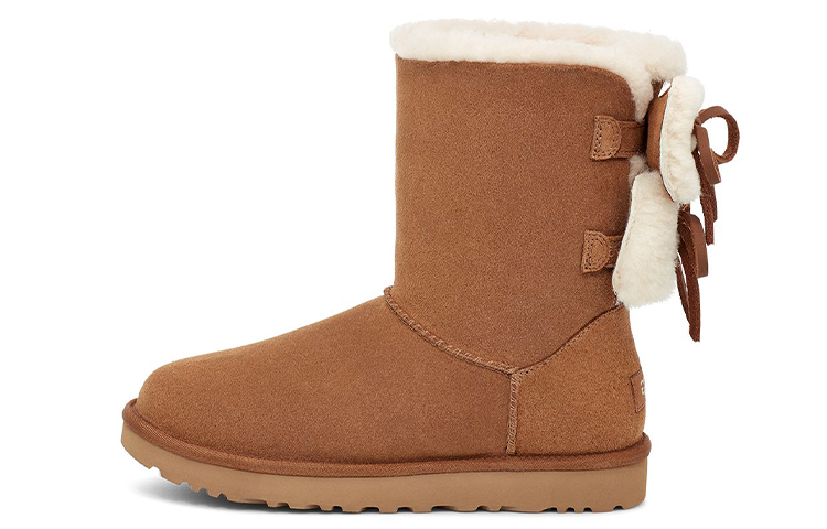 Женские сапоги UGG Classic Double Bow Short (коричневые)