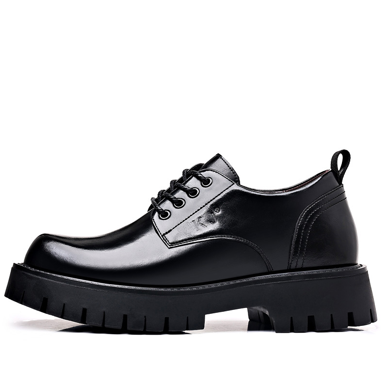 KJ (Shoes) Two-layer cowhide, fashionable and versatile, formal leather shoes, men's black