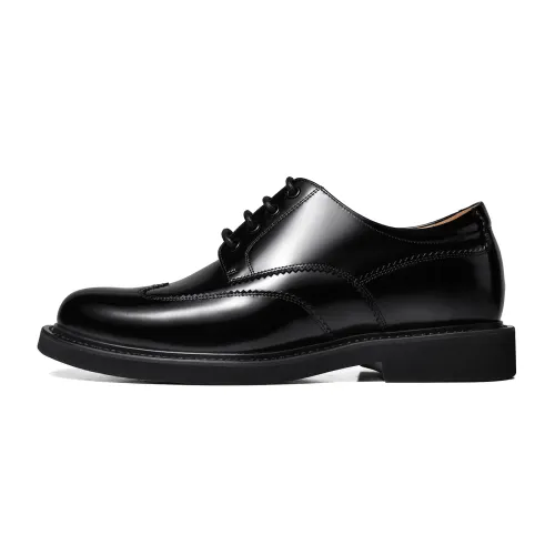 THOM WILLS British business casual soft-soled glossy derby shoes, thick sole with inner height, formal leather shoes 5.5cm, men's black