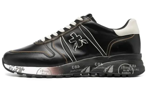 PREMIATA Leather Cushioning, Wear Resistant Low top Casual Shoes Men's Black