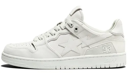 A BATHING APE SK8 URBAN FALL Leather Casual Low top Stylish Skateboarding Shoes Men's White