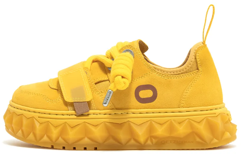 OETZI Slip Resistant Abrasion Resistant Low top Skateboard Shoes Unisex Yellow