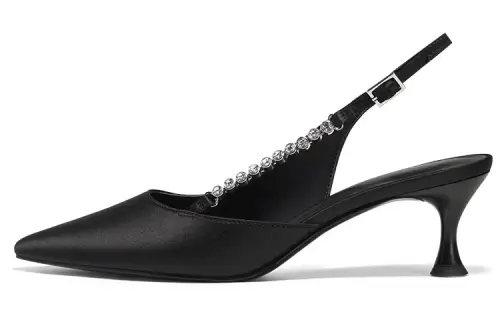 CHARLES&KEITH Fabric Slim Heel High Heels 6cm Women's Black