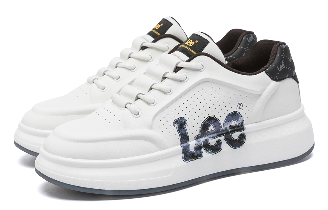 Lee White Sneakers Low top Skateboard Shoes Men's