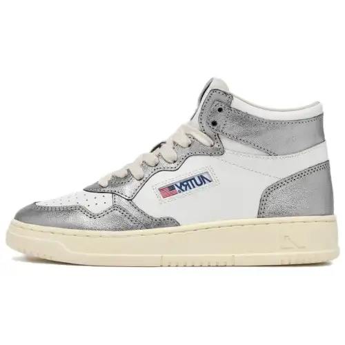 AUTRY Medalist Leather High top Skateboard Shoes Women's White Silver