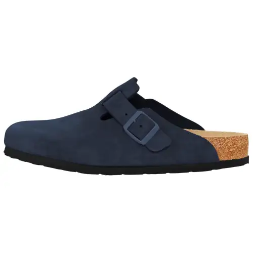 Birkenstock Suede Slip Resistant Slippers Unisex Dark Blue Narrow