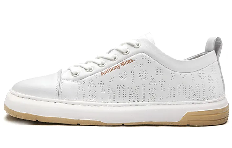 Anthony Miles Cow Leather Stylish Skateboarding Shoes Men's White