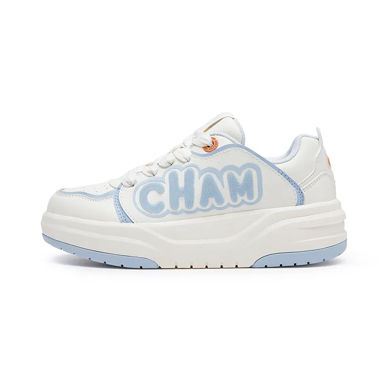 Champion Campus Team Shoes 2.0 Cham Synthetic Leather Low top Skateboard Shoes Women's Milk White/Ballet Blue