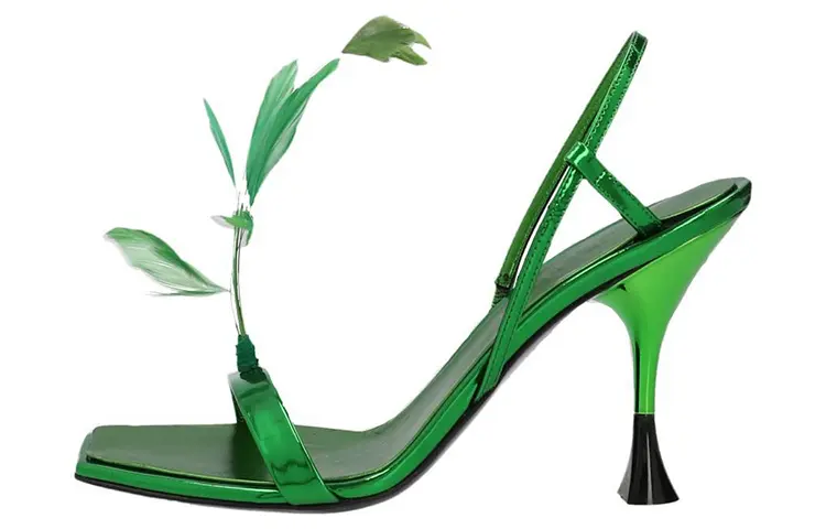3JUIN Feather embellished 100mm Sandals Women's