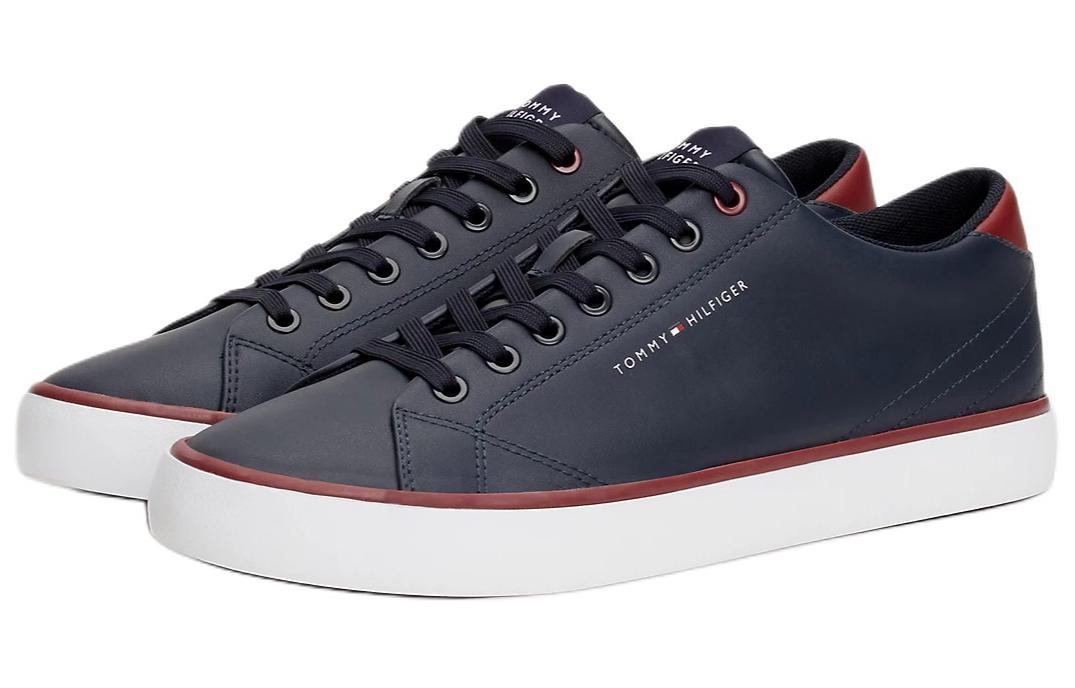 Tommy Hilfiger Leather Low top Skateboard Shoes Men's Dark Blue