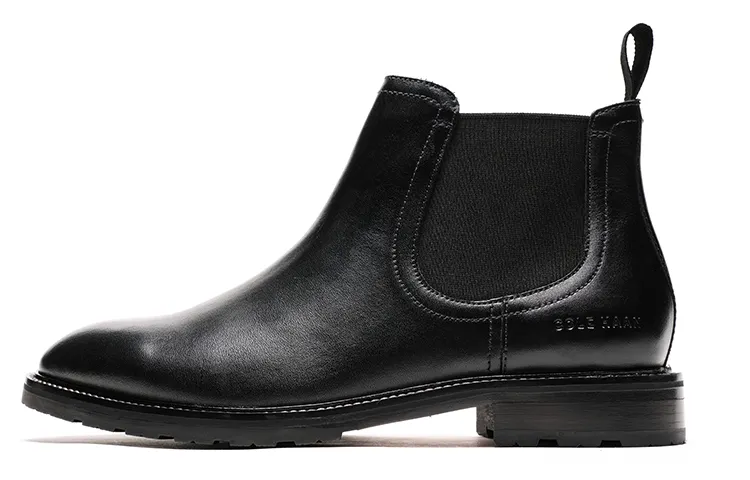 COLE HAAN Cow Leather Ankle Length Chelsea Boots Men's Black