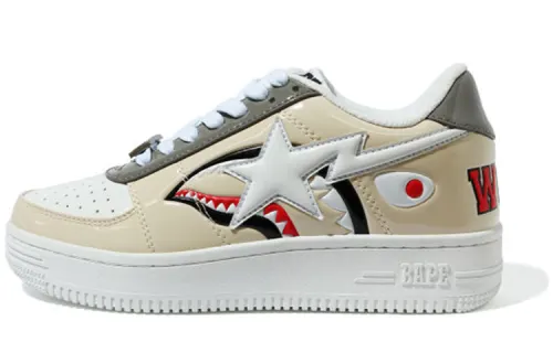 A BATHING APE STA Low top Stylish Skateboarding Shoes Women's Beige