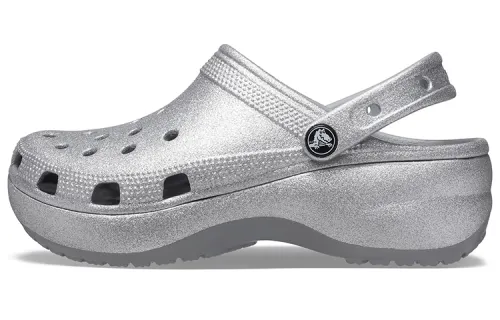Crocs Classic Platform Glitter Clog 'Silver' Women's