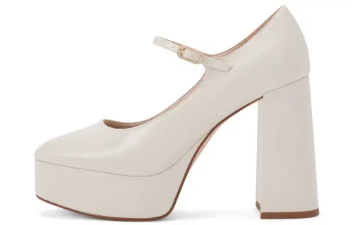 CHARLES&KEITH High Heels Women's Chalk White/Black Patent Black