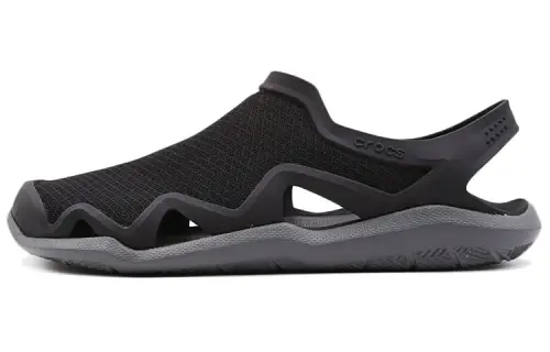 Crocs Swiftwater Wave Sandal Flats 'Black Grey'
