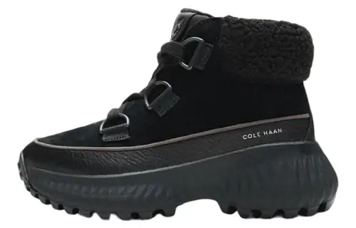 COLE HAAN Top Grain Cow Leather Thermal Slip Resistant Comfortable Ankle Length Snow Boots Women's Black