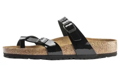 Birkenstock Leather Slide Slippers Women's Black Regular