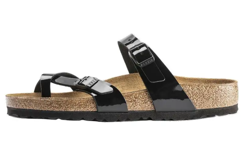 Birkenstock Leather Slide Slippers Women's Black Regular
