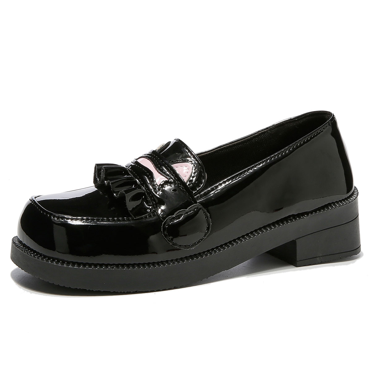 Synthesized classic Japanese comfortable universal fuchsia student pleated skirt, cute fashionable loafers