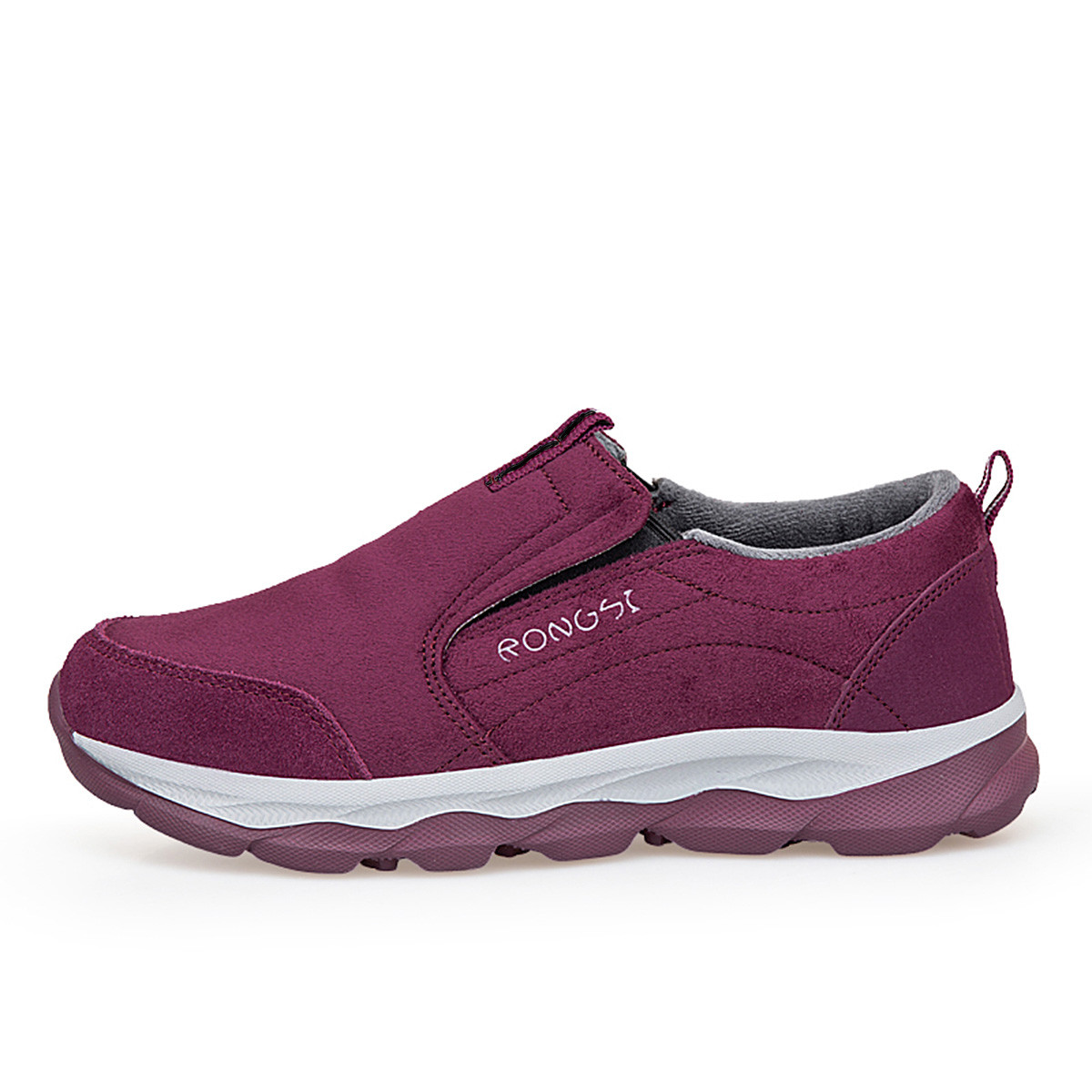 RONGSHI Winter Fleece Lined Insulated Shoes Comfortable Slip on Elderly Mother's Shoes Slip on