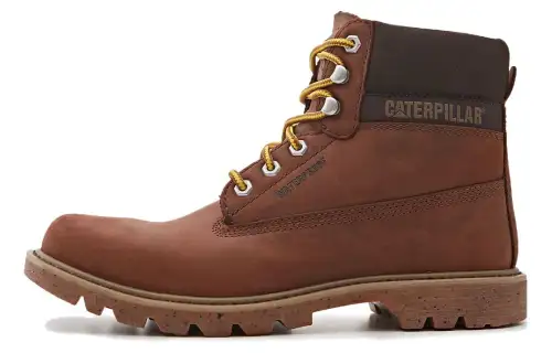 CAT Cow Split Leather Waterproof Abrasion Resistant Waterproof And Wear resistant Short Outdoor Boots Unisex Brown Red