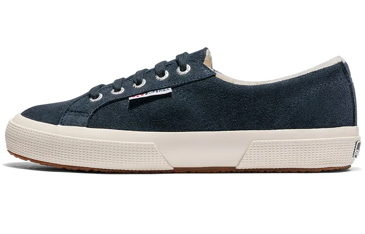 SUPERGA Split Suede Comfortable Low top Skateboard Shoes Unisex Navy Blue