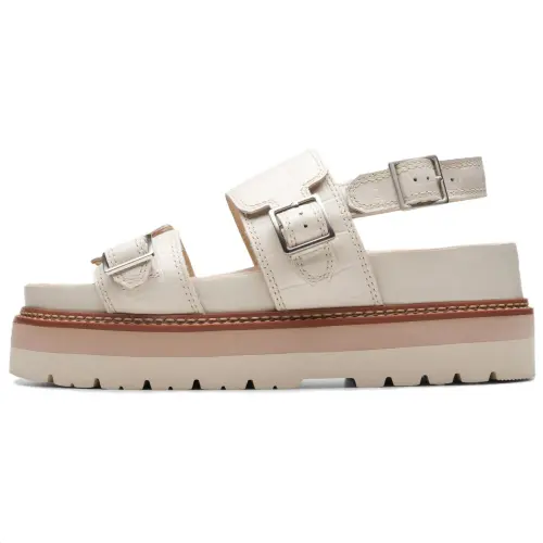 Clarks Leather One Strap Sandals 5CM Women's Cream