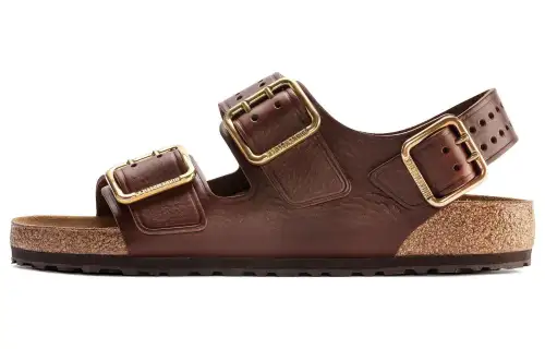 Birkenstock Milano Bold Leather Beach Sandals Men's Brown Narrow