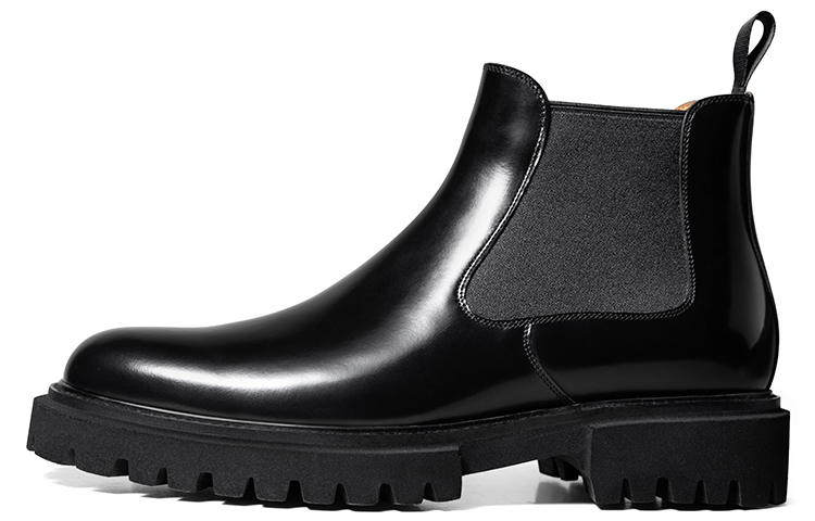 SKARO x THOM WILLS British business casual thick sole with high gloss short-leg Chelsea boots 4.2cm men's black