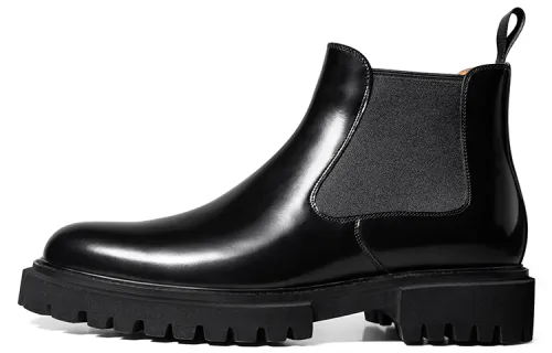 SKARO x THOM WILLS British business casual thick sole with high gloss short-leg Chelsea boots 4.2cm men's black